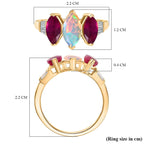 D'Joy Ethiopian Opal, African Ruby, White Zircon Main Stone With Side Stone Ring in 18K YG VermeilSterling Silver  2.639  Ct.