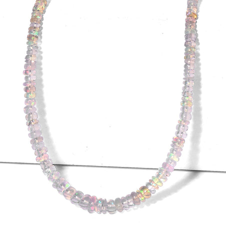 AAA Ethiopian Opal Necklace (Size - 18-2 Ext) in Rhodium Overlay Sterling Silver 38.00 Ct. 8551019 1