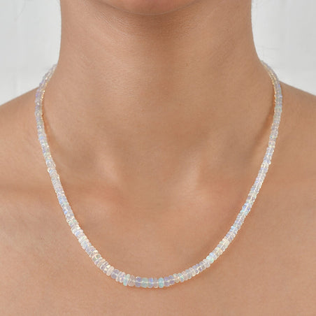 AAA Ethiopian Opal Necklace (Size - 18-2 Ext) in Rhodium Overlay Sterling Silver 38.00 Ct. 8551019 2
