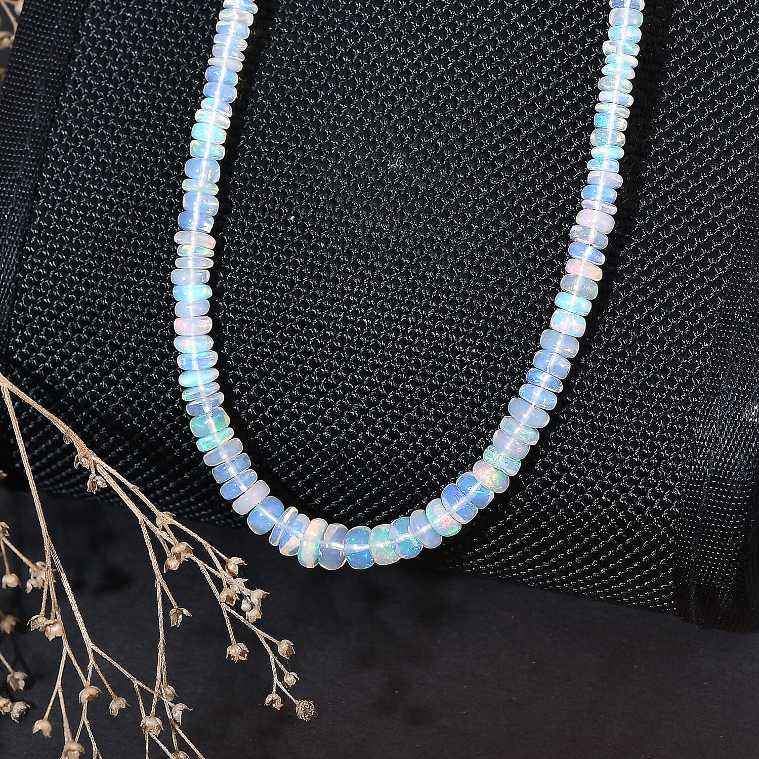 AAA Ethiopian Opal Necklace (Size - 18-2 Ext) in Rhodium Overlay Sterling Silver 38.00 Ct. 8551019 3