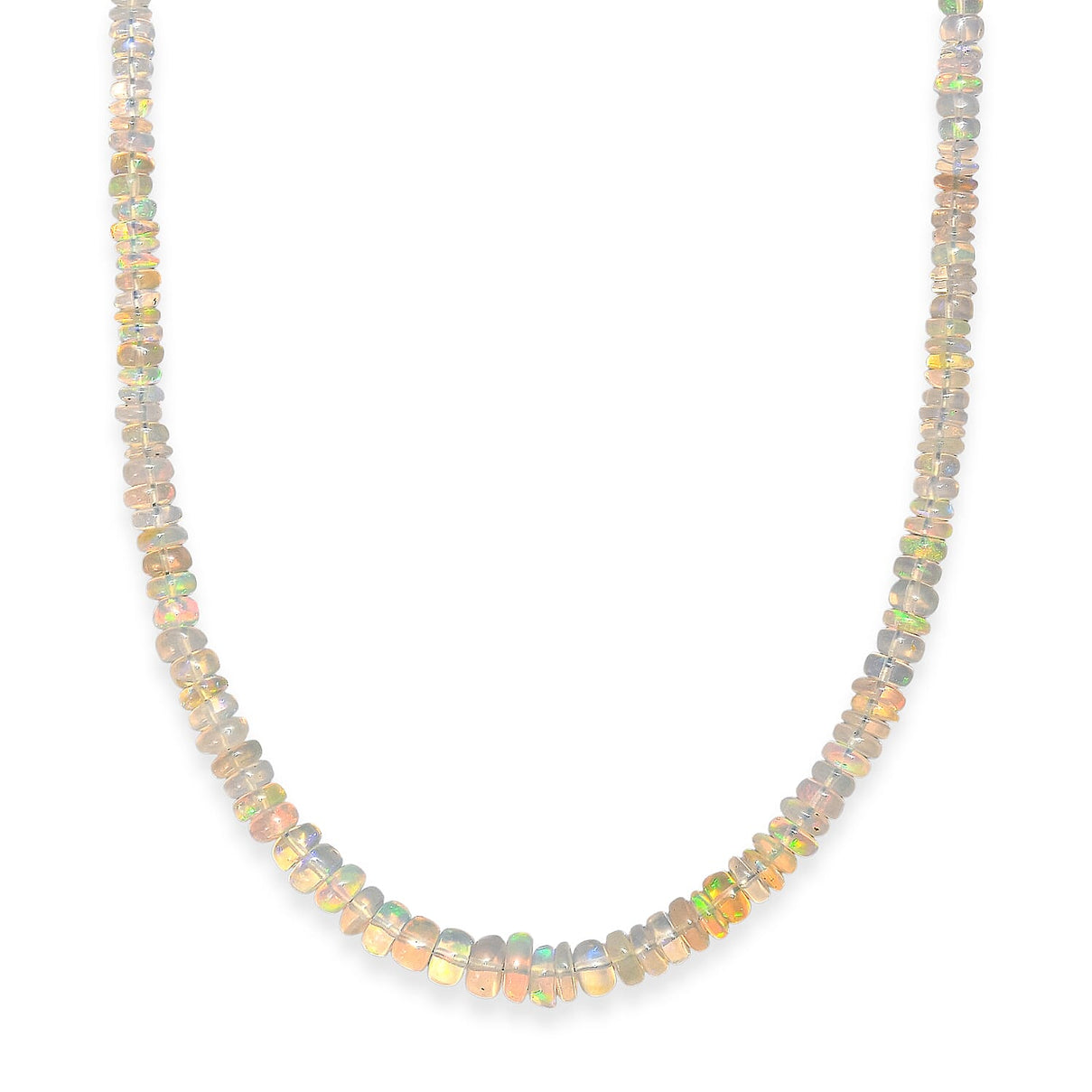 AAA Ethiopian Opal Necklace (Size - 18-2 Ext) in Rhodium Overlay Sterling Silver 38.00 Ct. 8551019 4