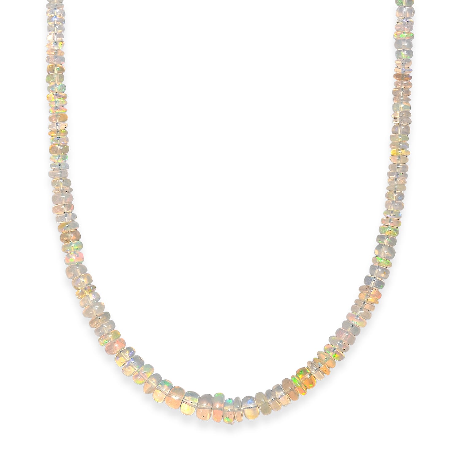 AAA Ethiopian Opal Necklace (Size - 18-2 Ext) in Rhodium Overlay Sterling Silver 38.00 Ct. 8551019 4
