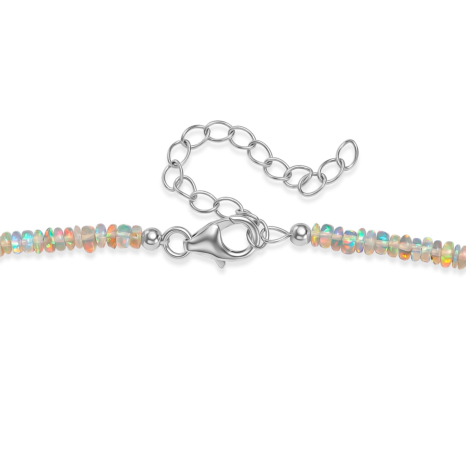 AAA Ethiopian Opal Necklace (Size - 18-2 Ext) in Rhodium Overlay Sterling Silver 38.00 Ct. 8551019 5