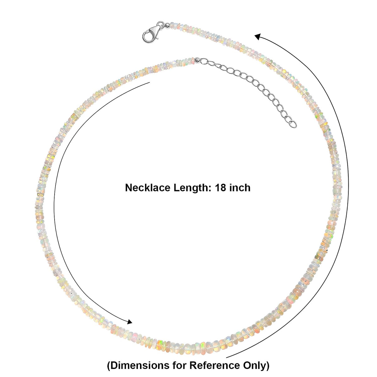 AAA Ethiopian Opal Necklace (Size - 18-2 Ext) in Rhodium Overlay Sterling Silver 38.00 Ct. 8551019 6