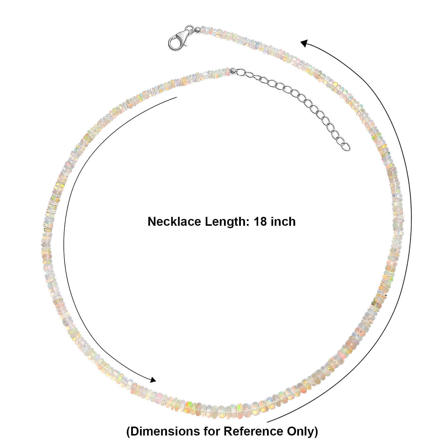 AAA Ethiopian Opal Necklace (Size - 18-2 Ext) in Rhodium Overlay Sterling Silver 38.00 Ct. 8551019 6