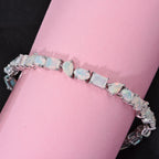 D'Joy Ethiopian Opal Bracelet (Size 8) in Rhodium Overlay Sterling Silver 9.89 Ct, Silver Wt. 10.80 Gms.
