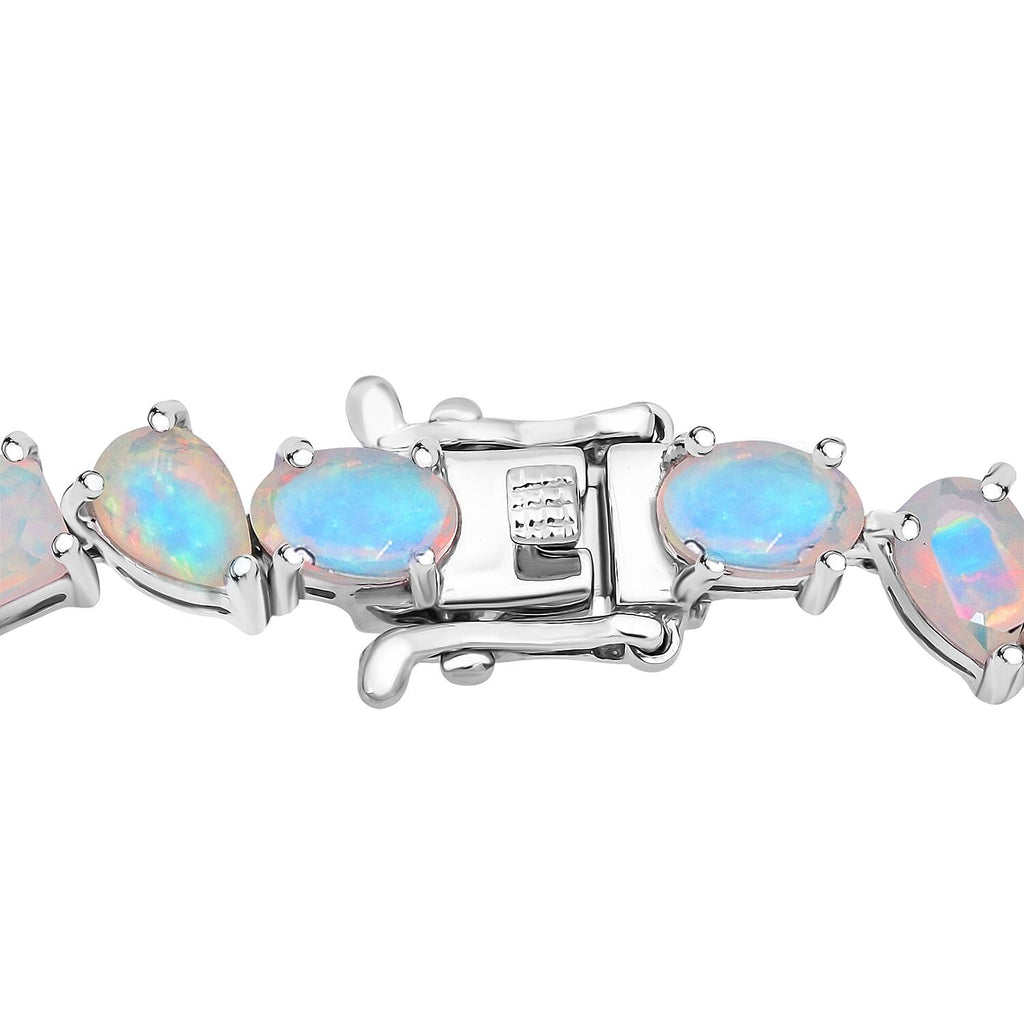 D'Joy Ethiopian Opal Bracelet (Size 8) in Rhodium Overlay Sterling Silver 9.89 Ct, Silver Wt. 10.80 Gms.