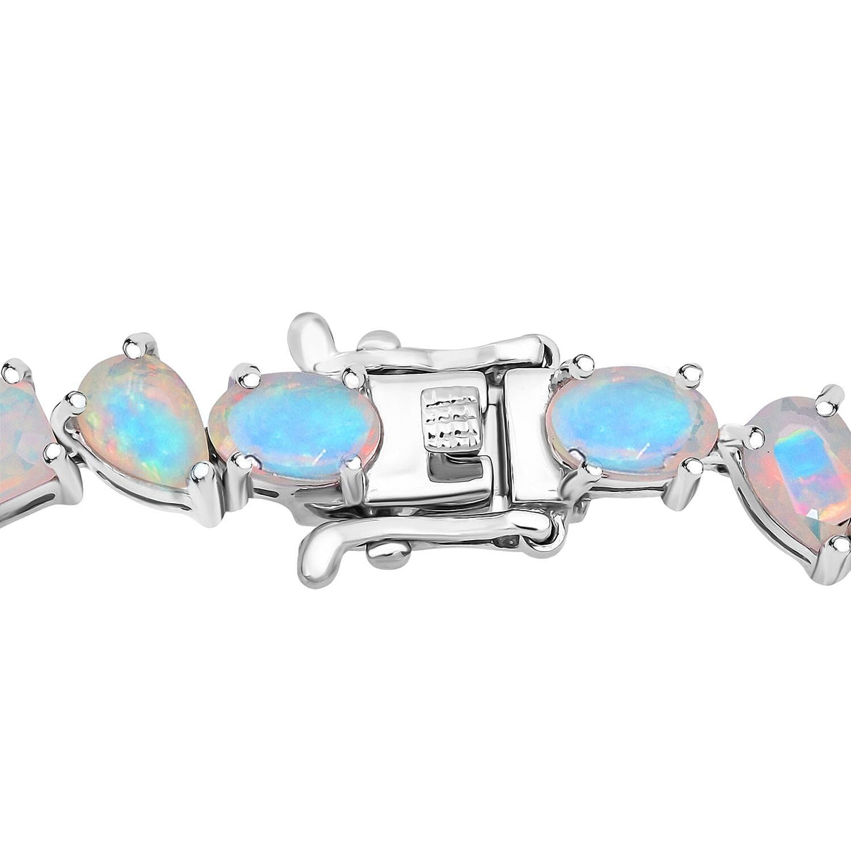 D'Joy Ethiopian Opal Bracelet (Size 8) in Rhodium Overlay Sterling Silver 9.89 Ct, Silver Wt. 10.80 Gms. 8272579 4