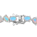 D'Joy Ethiopian Opal Bracelet (Size 8) in Rhodium Overlay Sterling Silver 9.89 Ct, Silver Wt. 10.80 Gms.