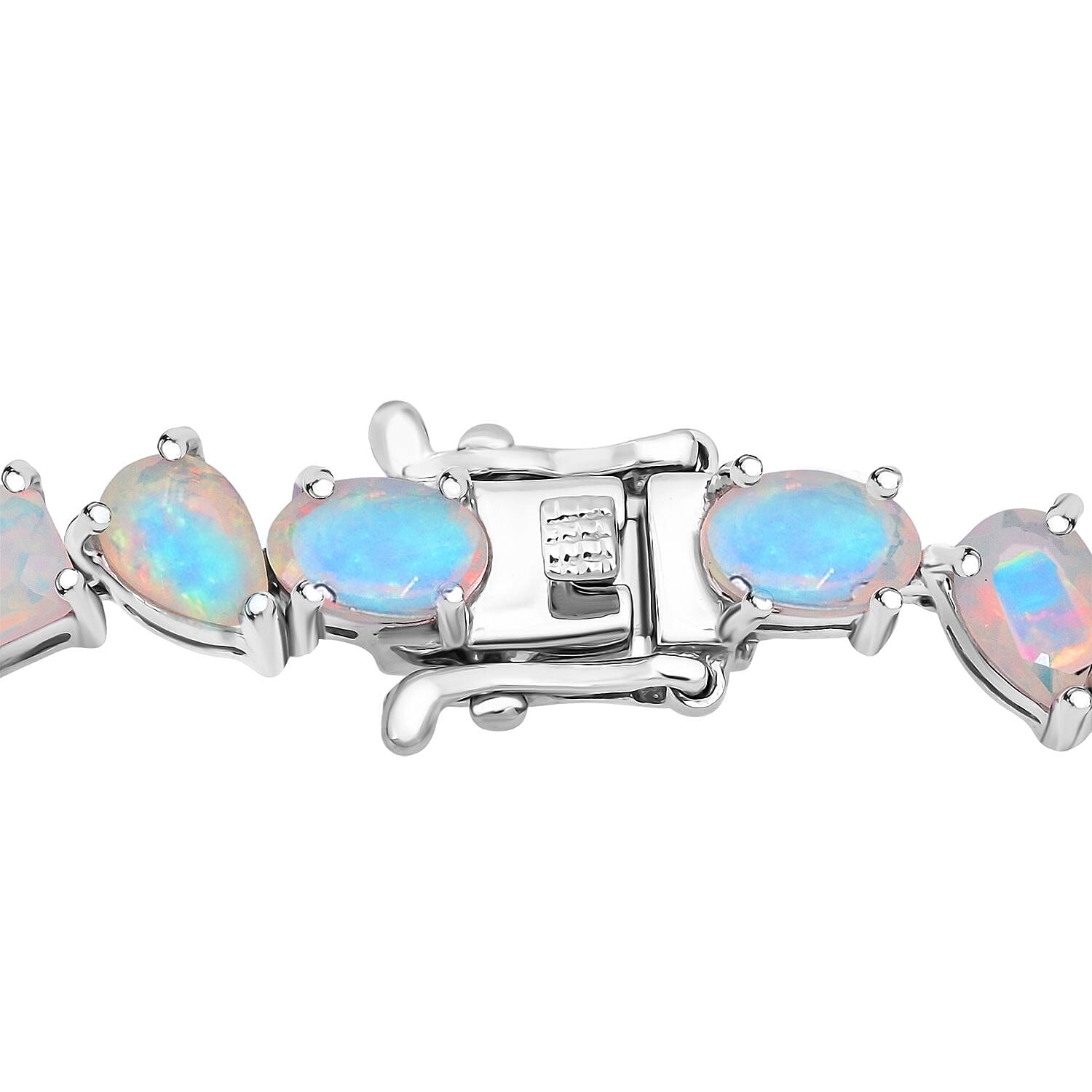 D'Joy Ethiopian Opal Bracelet (Size 8) in Rhodium Overlay Sterling Silver 9.89 Ct, Silver Wt. 10.80 Gms. 8272579 4