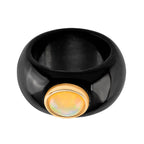 D'Joy Ethiopian Opal & Boots Black Jade Ring in Yellow Gold Plated Sterling Silver 37.94 Ct.