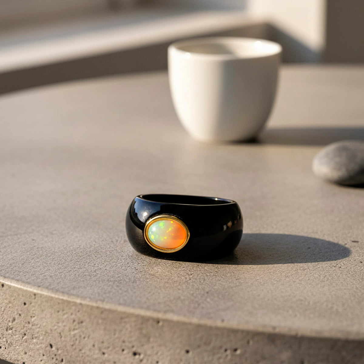 D'Joy Ethiopian Opal &amp; Boots Black Jade Ring in Yellow Gold Plated Sterling Silver 37.94 Ct. 8257304 1