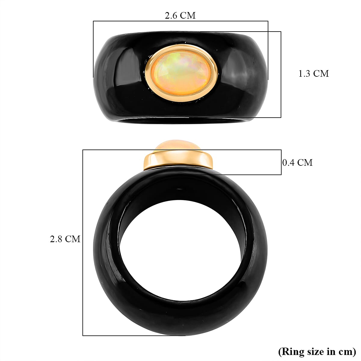 D'Joy Ethiopian Opal &amp; Boots Black Jade Ring in Yellow Gold Plated Sterling Silver 37.94 Ct. 8257304 5