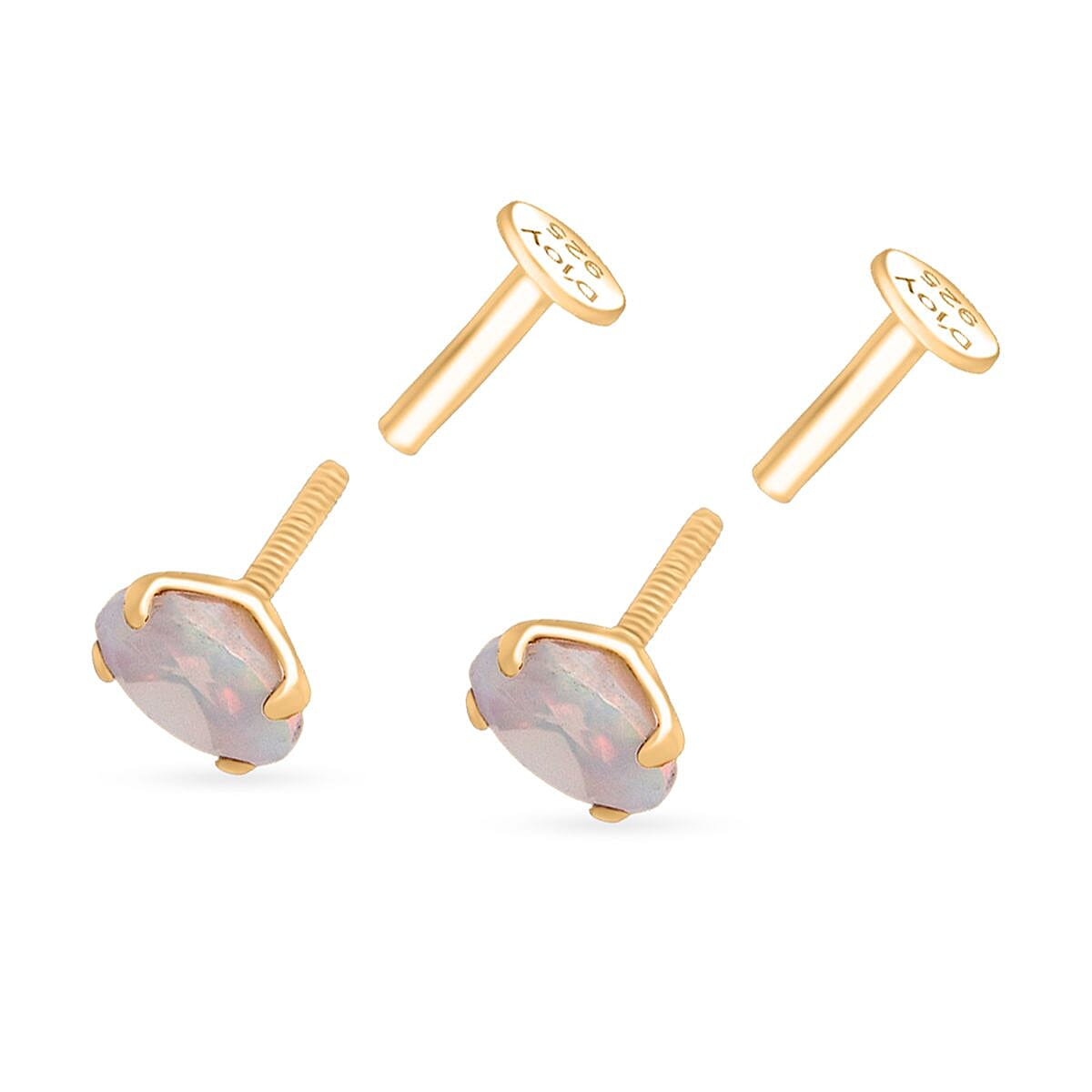 D'Joy Ethiopian Opal Earring in Yellow Gold Plated Sterling Silver 1.00 Ct. 8273286 5