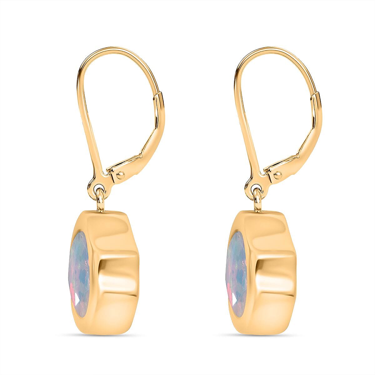 D'Joy Ethiopian Opal Earring with Lever Back in Yellow Gold Plated Sterling Silver 1.53 Ct. 8287069 3