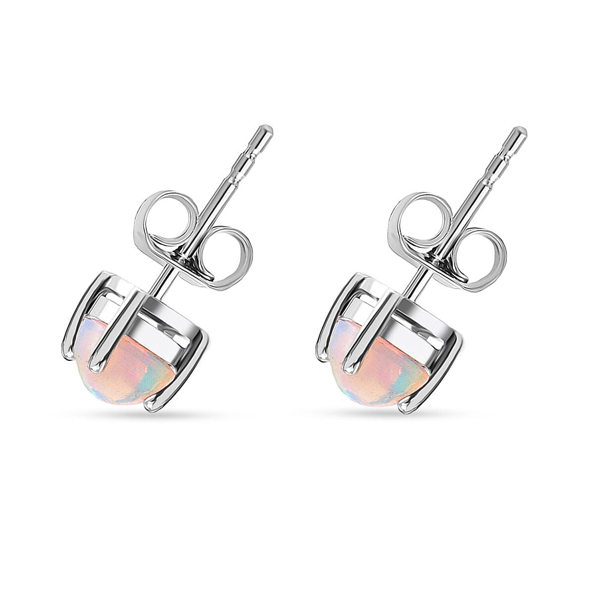 D'Joy Ethiopian Opal Earring with Push Back in Rhodium Overlay Sterling Silver 8280568 3