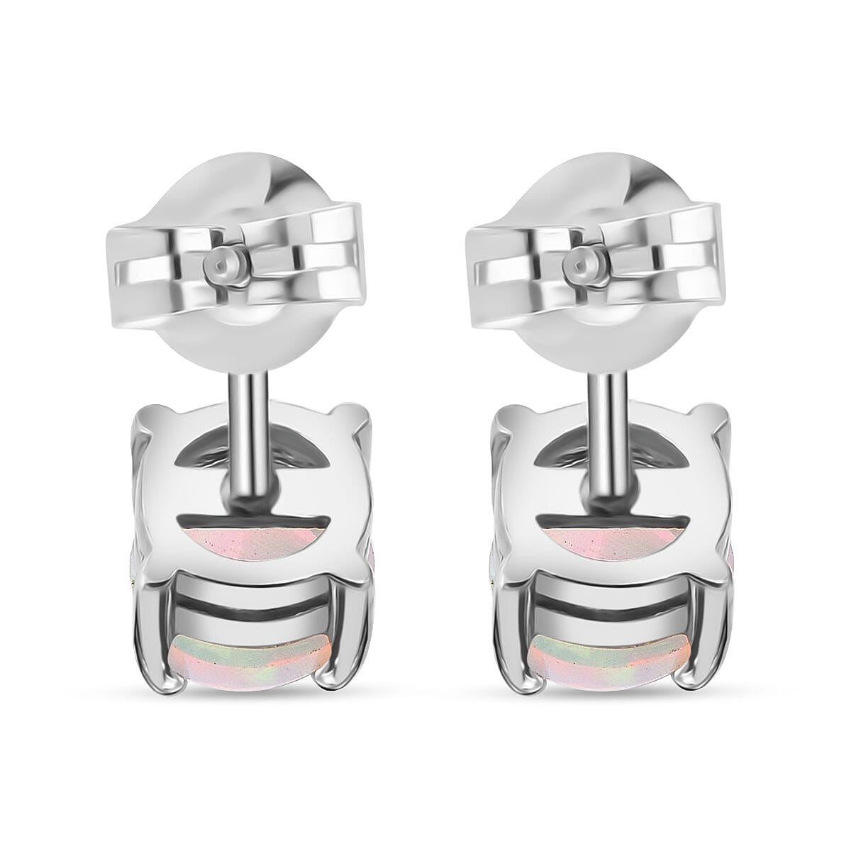 D'Joy Ethiopian Opal Earring with Push Back in Rhodium Overlay Sterling Silver 8280568 4
