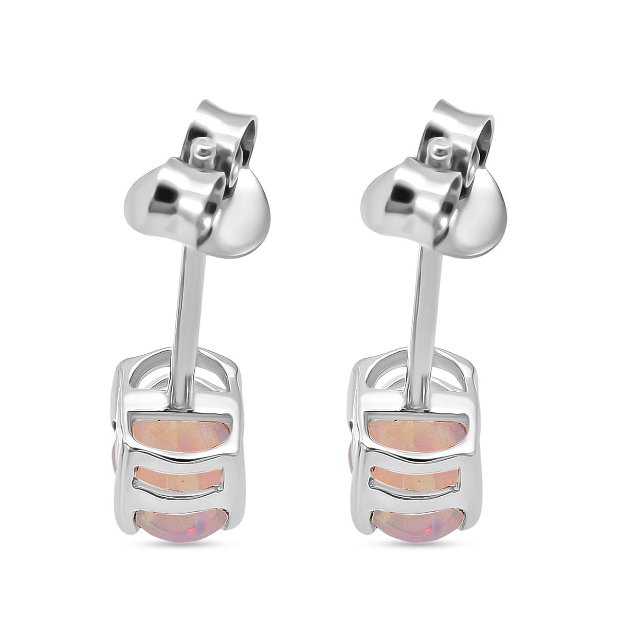 D'Joy Ethiopian Opal Earring with Push Back in Rhodium Overlay Sterling Silver 8273283 3