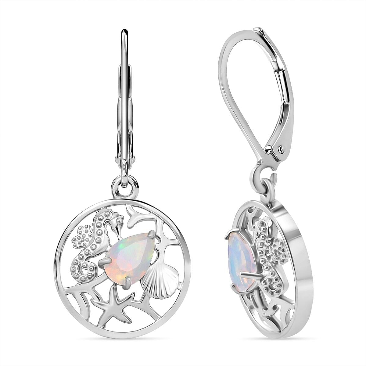 D'Joy Ethiopian Opal Earring with Lever Back in Rhodium Overlay Sterling Silver 8280684 0
