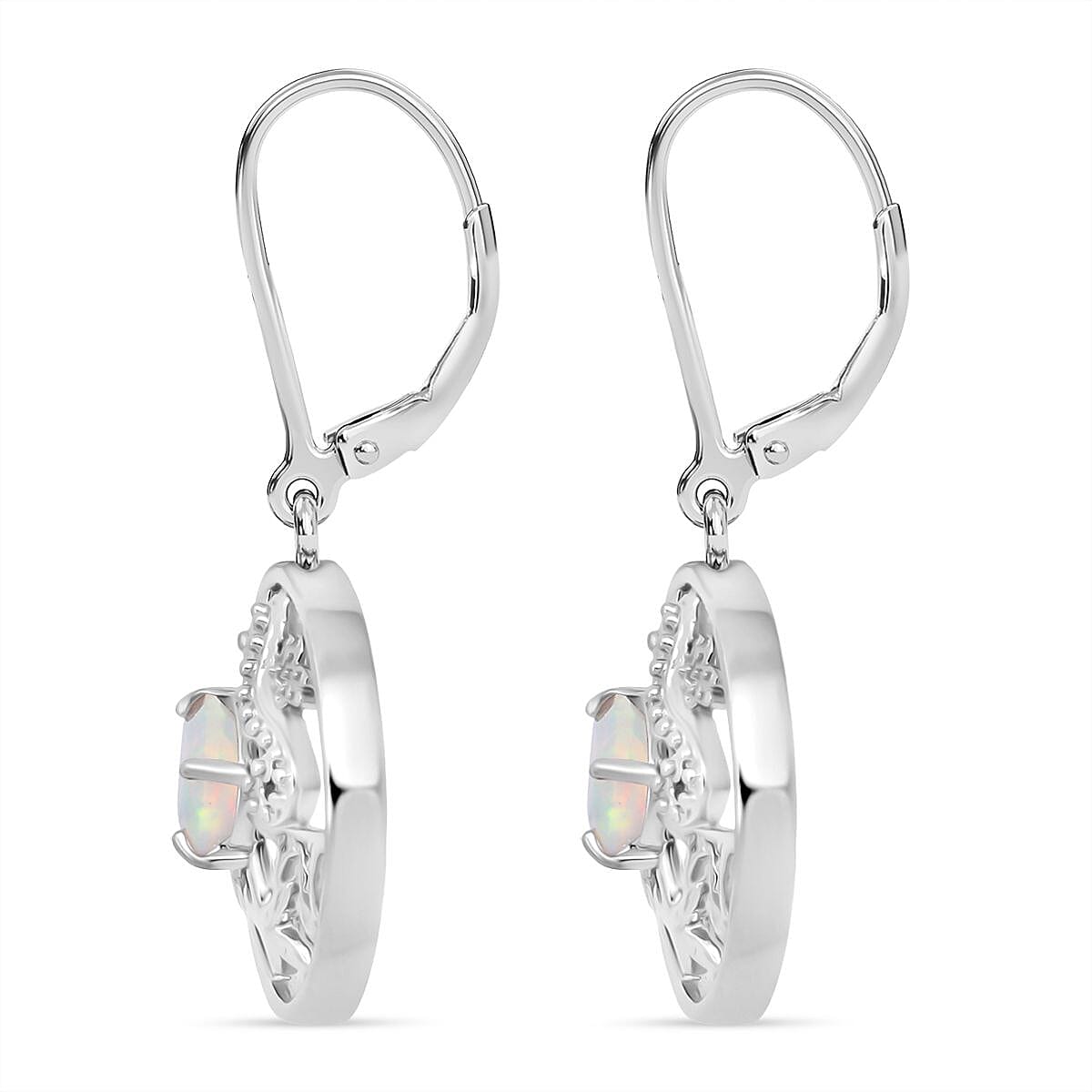 D'Joy Ethiopian Opal Earring with Lever Back in Rhodium Overlay Sterling Silver 8280684 3