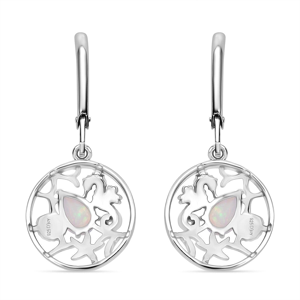 D'Joy Ethiopian Opal Earring with Lever Back in Rhodium Overlay Sterling Silver 8280684 4