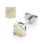 D'Joy Ethiopian Opal Solitaire Earring with Push Back in Rhodium Overlay Sterling Silver 1.00 Cts