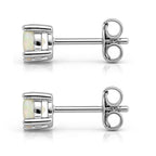 D'Joy Ethiopian Opal Solitaire Earring with Push Back in Rhodium Overlay Sterling Silver 1.00 Cts