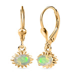 D'Joy Faceted Ethiopian Opal Drop Earrings with Lever Back in Yellow Gold Plated Sterling Silver.