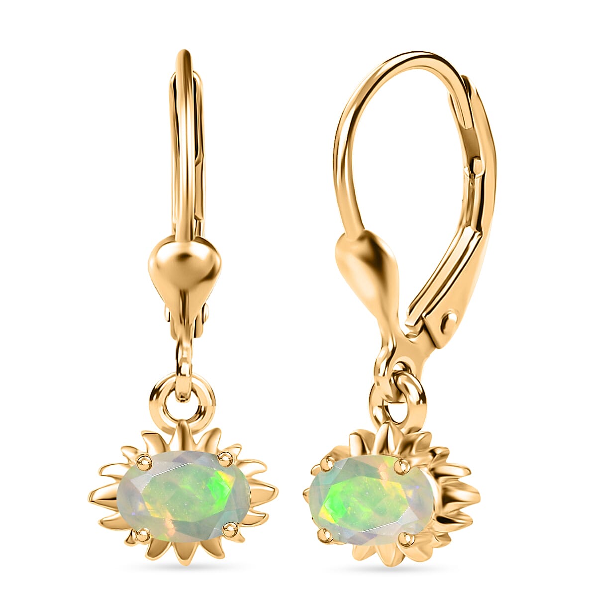 D'Joy Ethiopian Opal Sunburst Drop Earrings with Lever Back in Yellow Gold Plated Sterling Silver 8429068 0