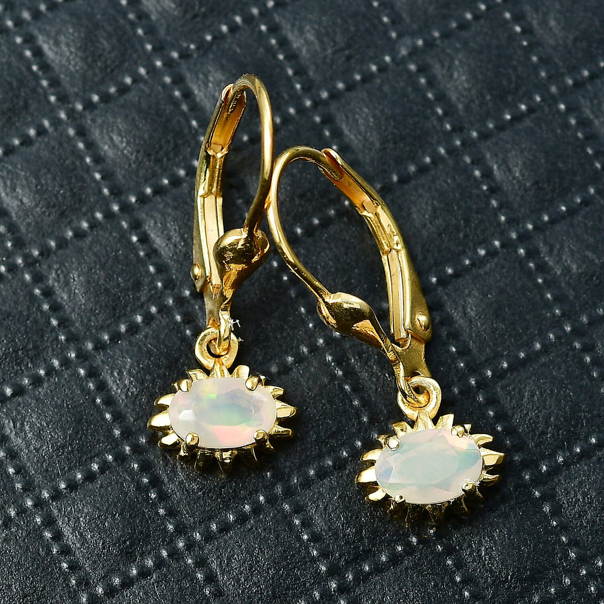 D'Joy Ethiopian Opal Sunburst Drop Earrings with Lever Back in Yellow Gold Plated Sterling Silver 8429068 2