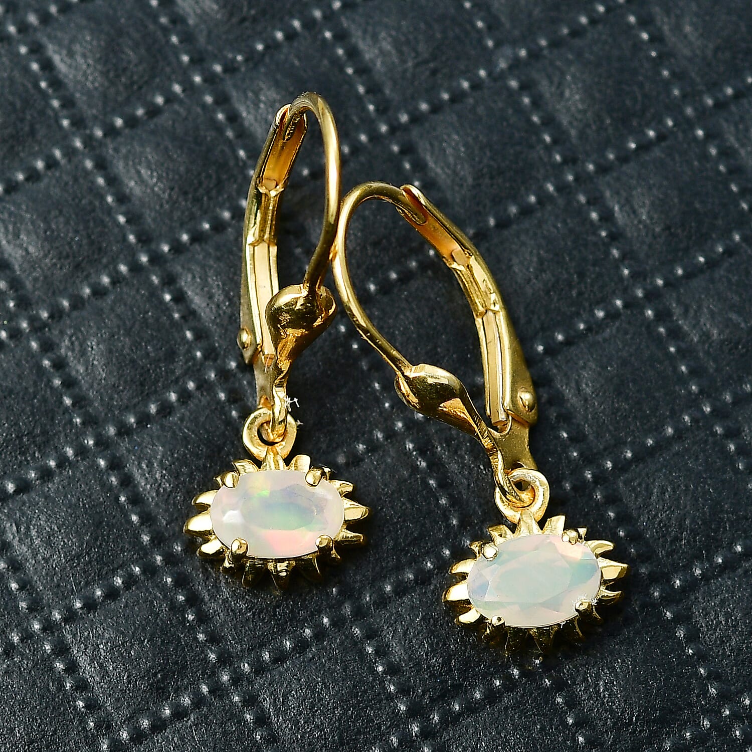 D'Joy Ethiopian Opal Sunburst Drop Earrings with Lever Back in Yellow Gold Plated Sterling Silver 8429068 2