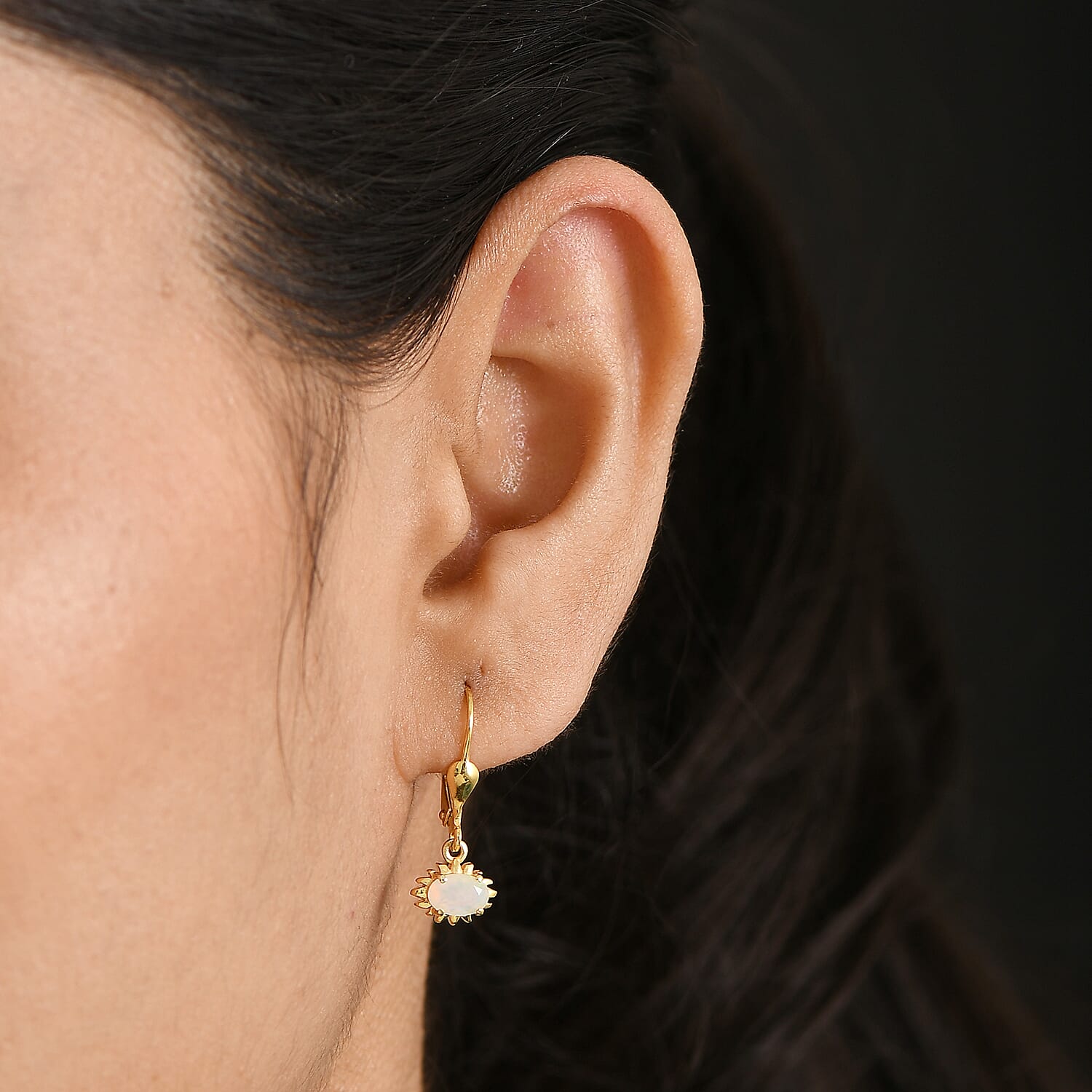 D'Joy Ethiopian Opal Sunburst Drop Earrings with Lever Back in Yellow Gold Plated Sterling Silver 8429068 3