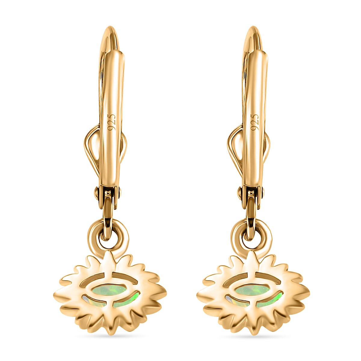 D'Joy Ethiopian Opal Sunburst Drop Earrings with Lever Back in Yellow Gold Plated Sterling Silver 8429068 5