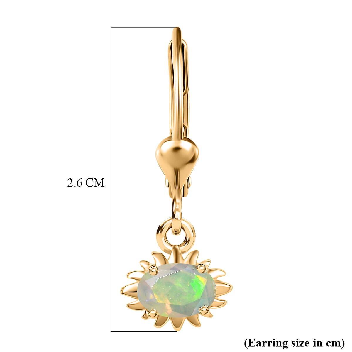 D'Joy Ethiopian Opal Sunburst Drop Earrings with Lever Back in Yellow Gold Plated Sterling Silver 8429068 6