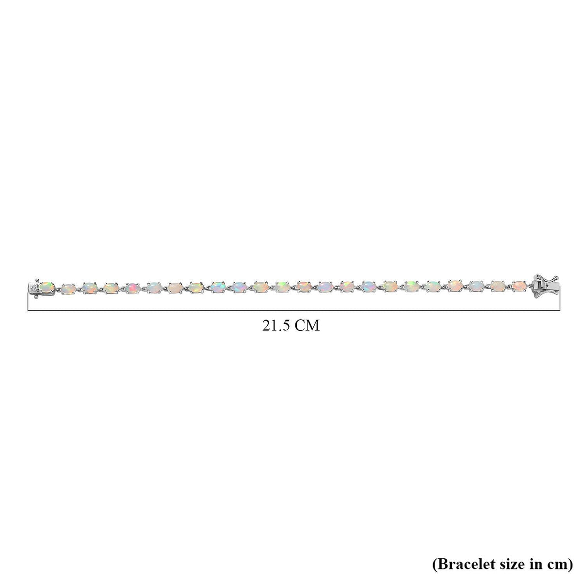 Luxuriant Ethiopian Opal &amp; Lab Grown Diamond (SI/GH) Linking Bracelet (Size 8) with GB Lock Box in Rhodium Overlay Sterling Silver 7.26 Ct, Silver Wt. 6.07 Gms. V32642371 5
