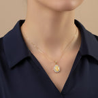 D'Joy Ethiopian Opal & Moissanite Sunburst Pendant in Yellow Gold Plated Sterling Silver 1.28 Ct.