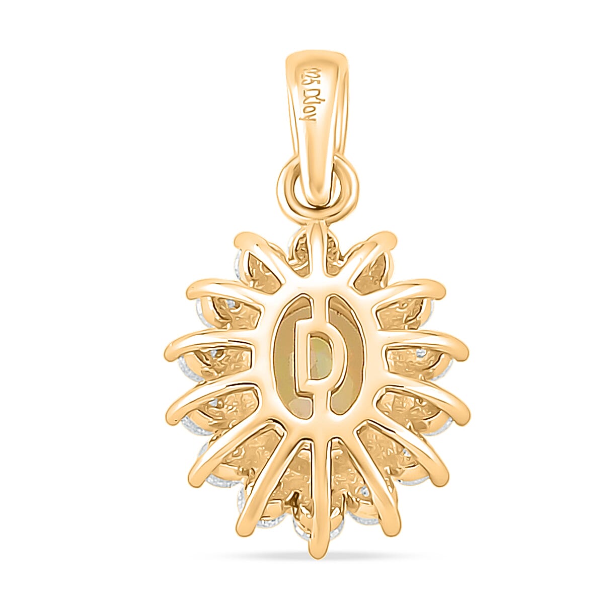 D'Joy Ethiopian Opal, Moissanite Sunburst Pendant in Yellow Plated Sterling Silver 1.28 Ct. 8380626 5