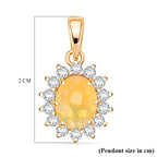 D'Joy Ethiopian Opal & Moissanite Sunburst Pendant in Yellow Gold Plated Sterling Silver 1.28 Ct.