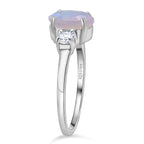 D'Joy Ethiopian Opal & Moissanite Ring in Rhodium Overlay Sterling Silver 1.39 Ct.