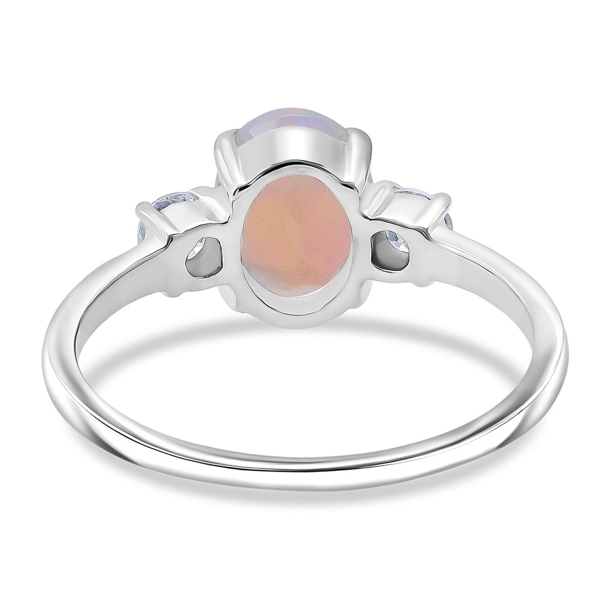 D'Joy Ethiopian Opal, Moissanite Ring in Rhodium Overlay Sterling Silver 1.39 Ct. 8295042 4