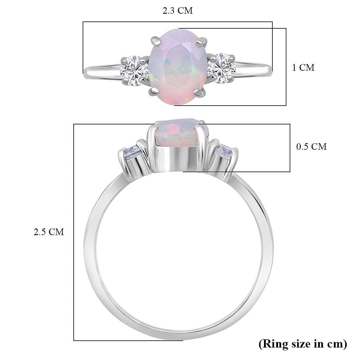 D'Joy Ethiopian Opal, Moissanite Ring in Rhodium Overlay Sterling Silver 1.39 Ct. 8295042 5