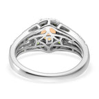 D'Joy Ethiopian Opal & Natural Chrome Diopside Ring in Rhodium Overlay Sterling Silver 1.18 Ct.