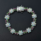 D'Joy Ethiopian Opal, Rhodolite Garnet & Natural Chrome Diopside Cluster Bracelet (Size 7.5) with GB Lock Box in Rhodium Overlay Sterling Silver 10.68 Ct, Silver Wt. 15.71 Gms.