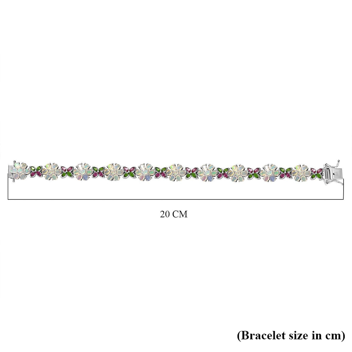 D'Joy Ethiopian Opal, Rhodolite Garnet and Natural Chrome Diopside Floral Bracelet (Size 7.5) with GB Lock Box in Rhodium Overlay Sterling Silver 10.68 Ct. 8279102 5