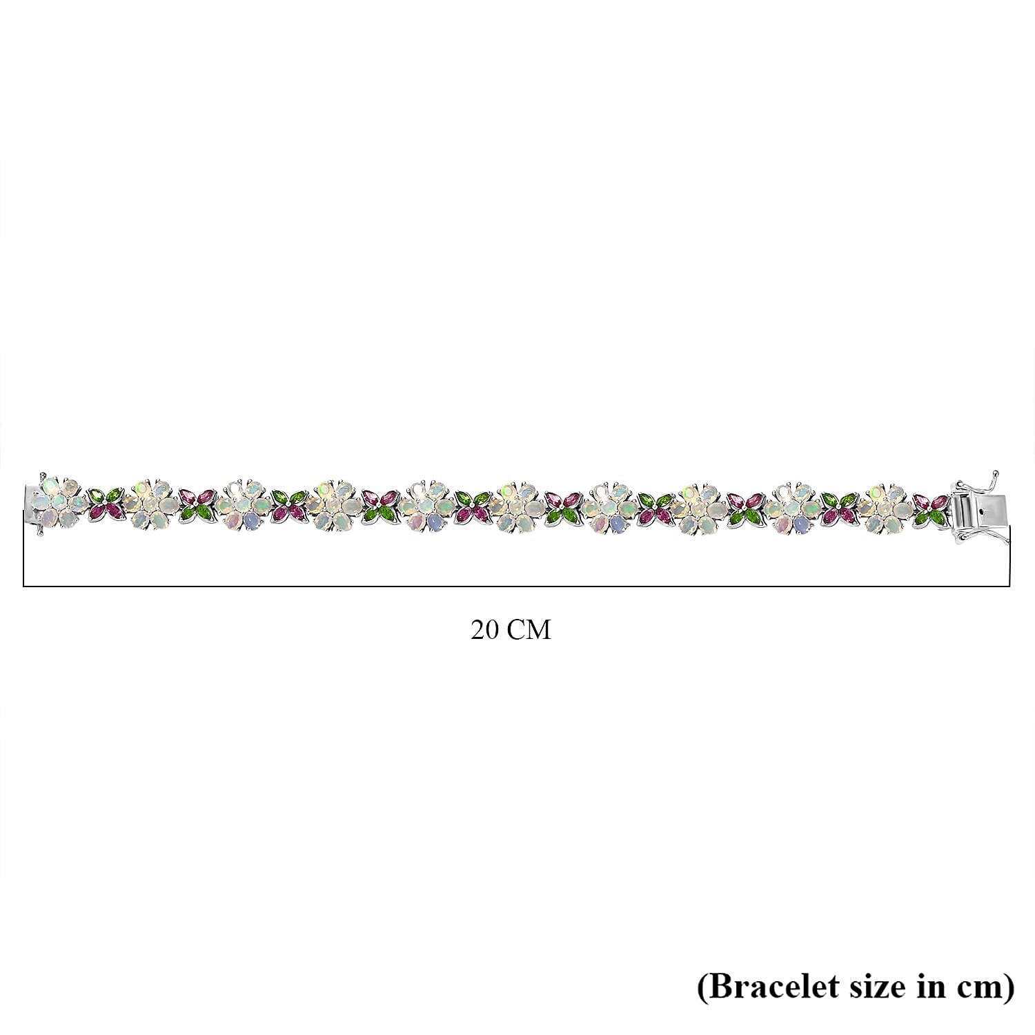 D'Joy Ethiopian Opal, Rhodolite Garnet and Natural Chrome Diopside Floral Bracelet (Size 7.5) with GB Lock Box in Rhodium Overlay Sterling Silver 10.68 Ct. 8279102 5