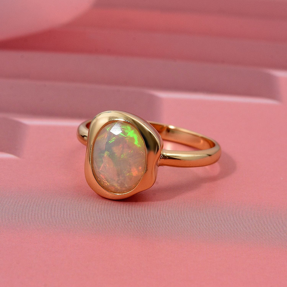 D'Joy Ethiopian Opal Ring in Yellow Gold Plated Sterling Silver 1.12 Ct. 8286965 1