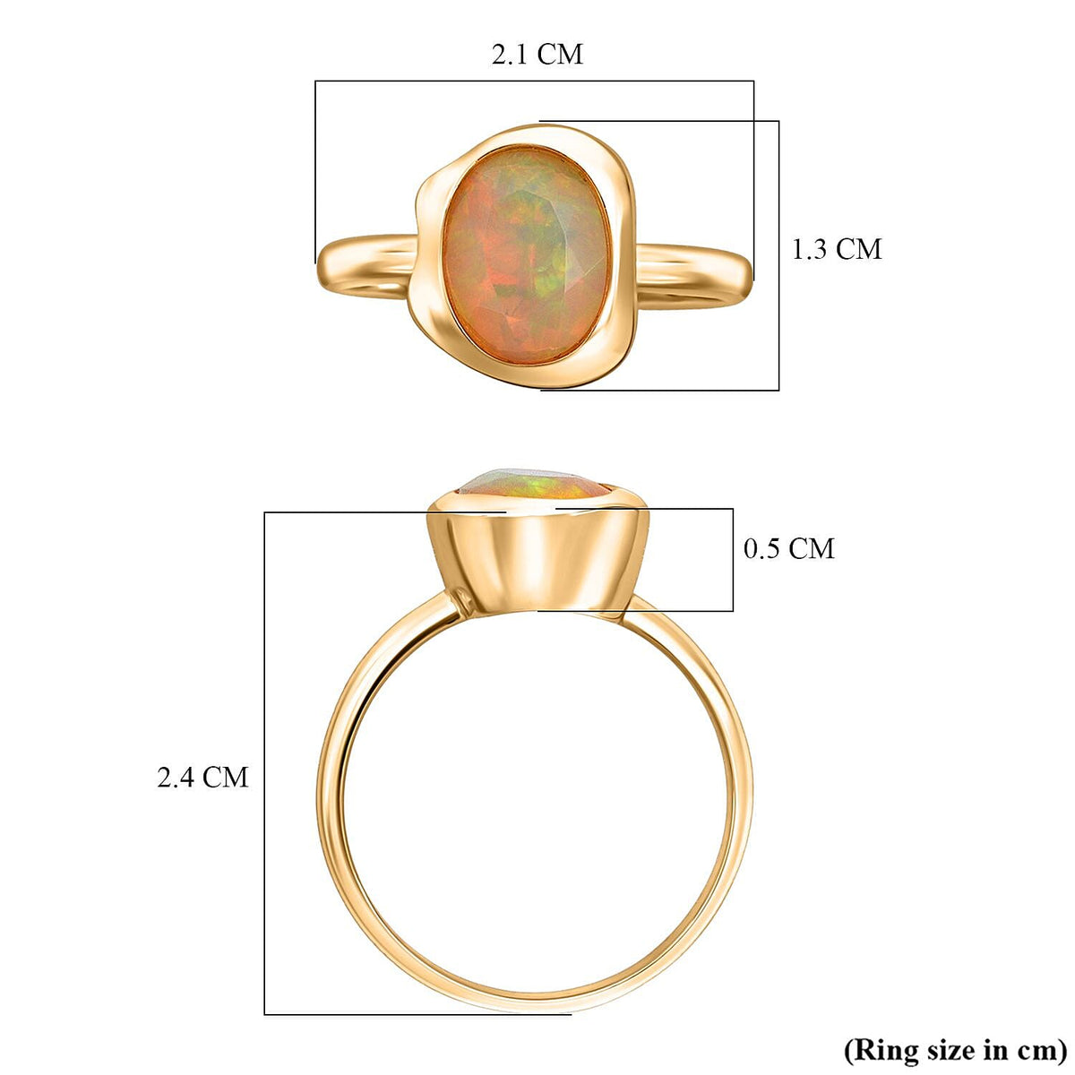 D'Joy Ethiopian Opal Ring in Yellow Gold Plated Sterling Silver 1.12 Ct. 8286965 5