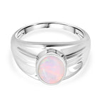 D'Joy Ethiopian Opal Ring in Rhodium Overlay Sterling Silver 1.12 Ct, Silver Wt. 5.00 Gms.