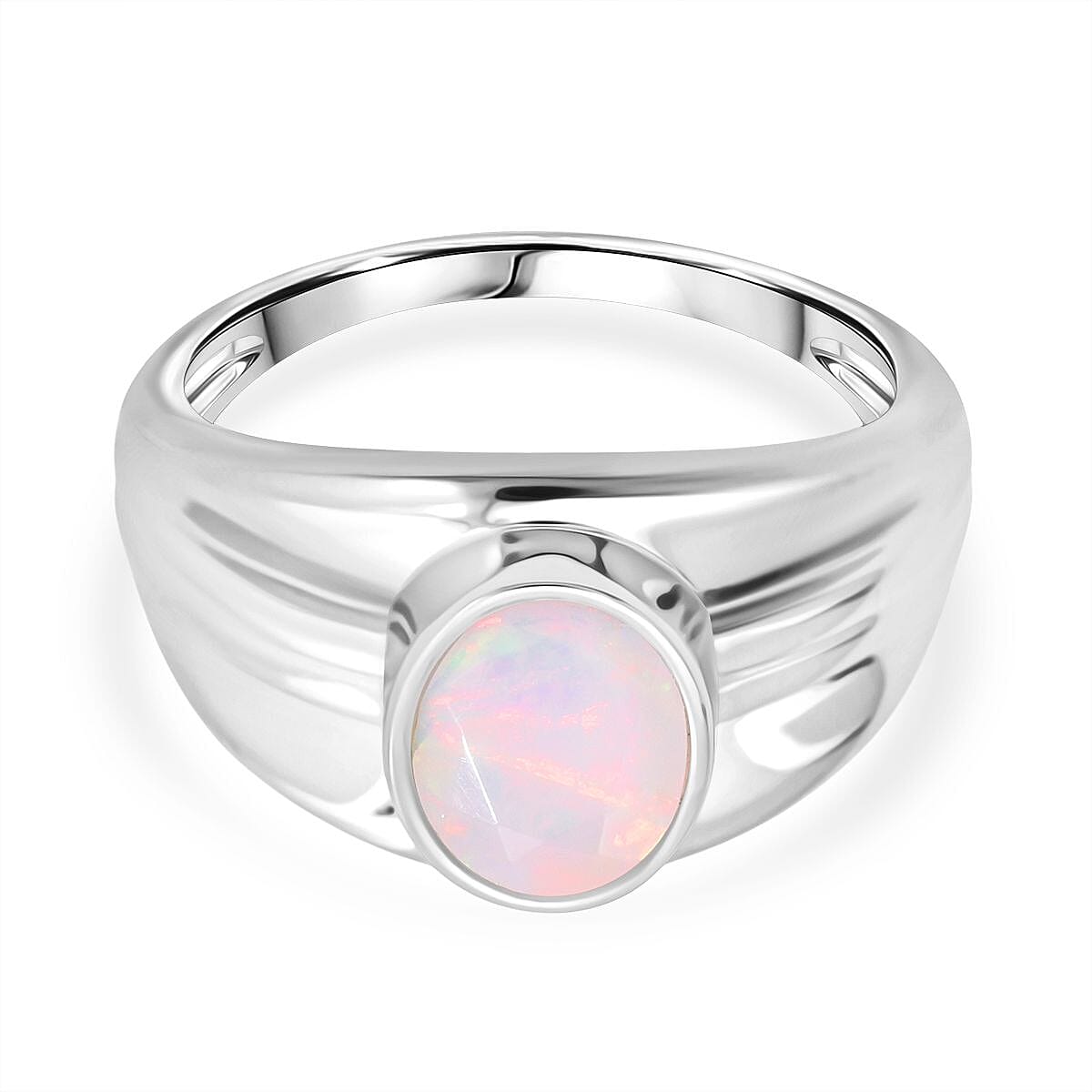 D'Joy Ethiopian Opal Solitaire Ring in Rhodium Overlay Sterling Silver 1.12 Ct. 8293002 0