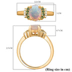 D'Joy Ethiopian Opal, Tsavorite Garnet & White Zircon Ring in 18K Yellow Gold Plated Sterling Silver 1.32 Ct.